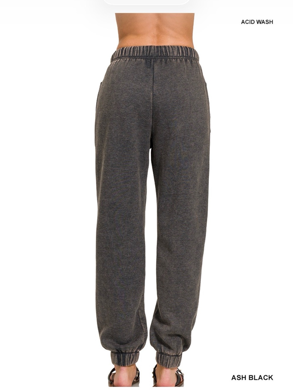 Women’s Ash Black Acid Wash Jogger Pants - Picture 3 of 3